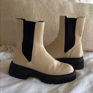 Zara Cream and Black Ankle Booties